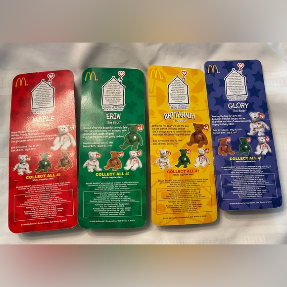 Rare Error Ty Beanie Babies International Bears. Full set of 4. Retired. - Picture 2 of 12